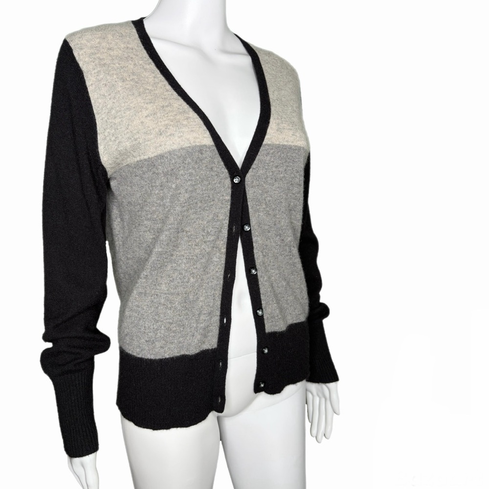 100% Cashmere Color-Block Cardigan Preppy Academia Minimalist Capsule Wardrobe